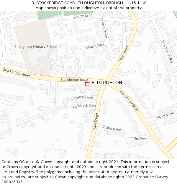 3, STOCKBRIDGE ROAD, ELLOUGHTON, BROUGH, HU15 1HW: Location map and indicative extent of plot