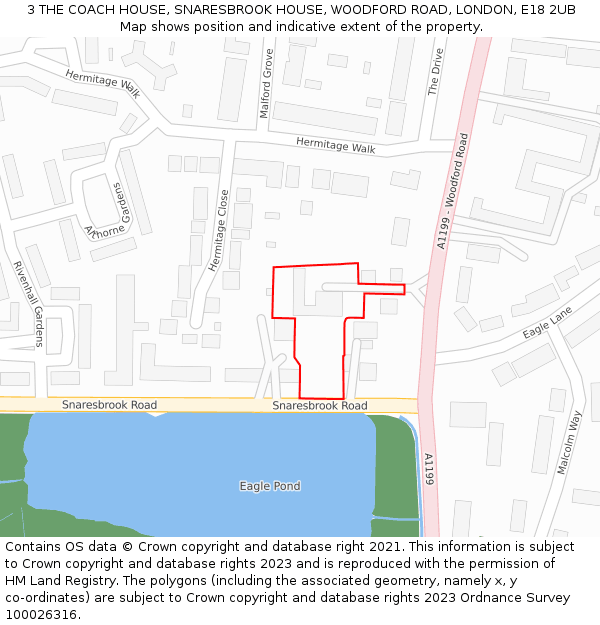 3 THE COACH HOUSE, SNARESBROOK HOUSE, WOODFORD ROAD, LONDON, E18 2UB: Location map and indicative extent of plot