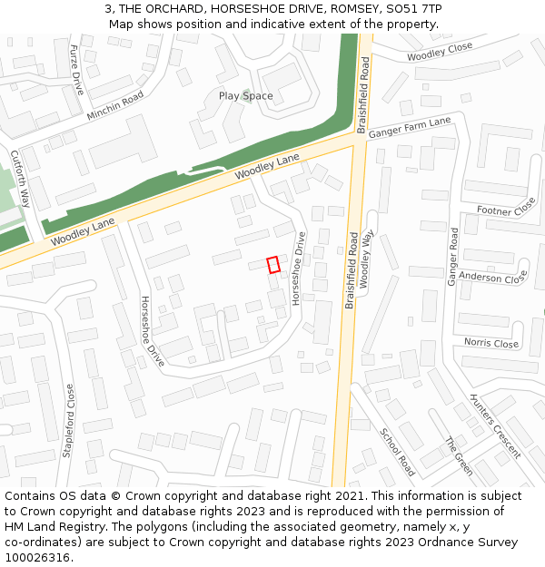 3, THE ORCHARD, HORSESHOE DRIVE, ROMSEY, SO51 7TP: Location map and indicative extent of plot