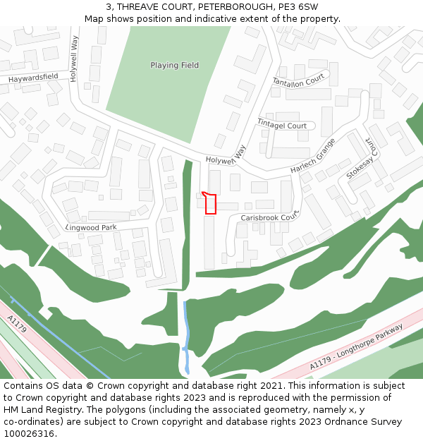 3, THREAVE COURT, PETERBOROUGH, PE3 6SW: Location map and indicative extent of plot