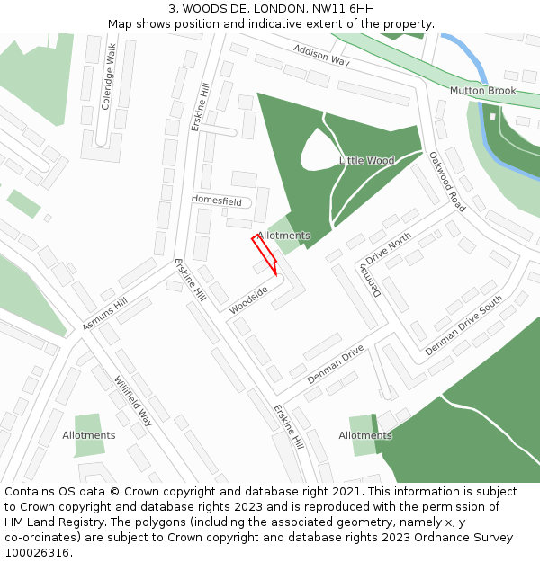 3, WOODSIDE, LONDON, NW11 6HH: Location map and indicative extent of plot