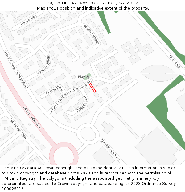 30, CATHEDRAL WAY, PORT TALBOT, SA12 7DZ: Location map and indicative extent of plot