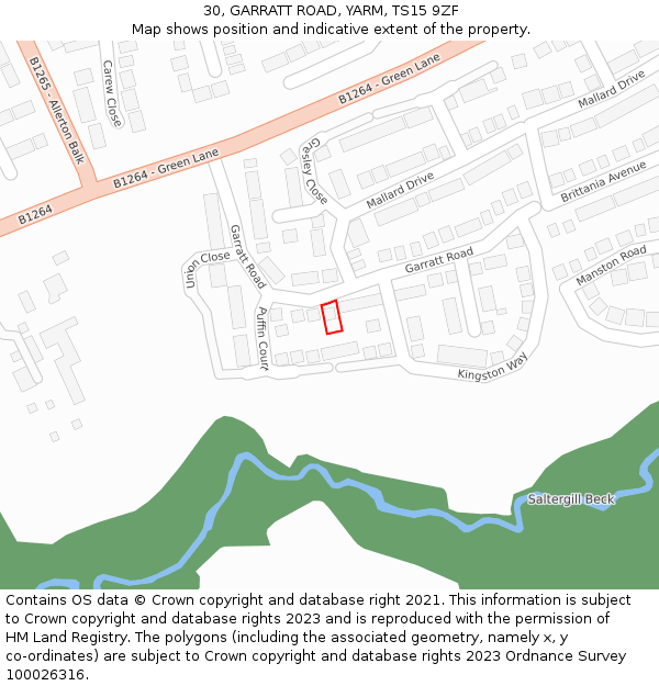 30, GARRATT ROAD, YARM, TS15 9ZF: Location map and indicative extent of plot
