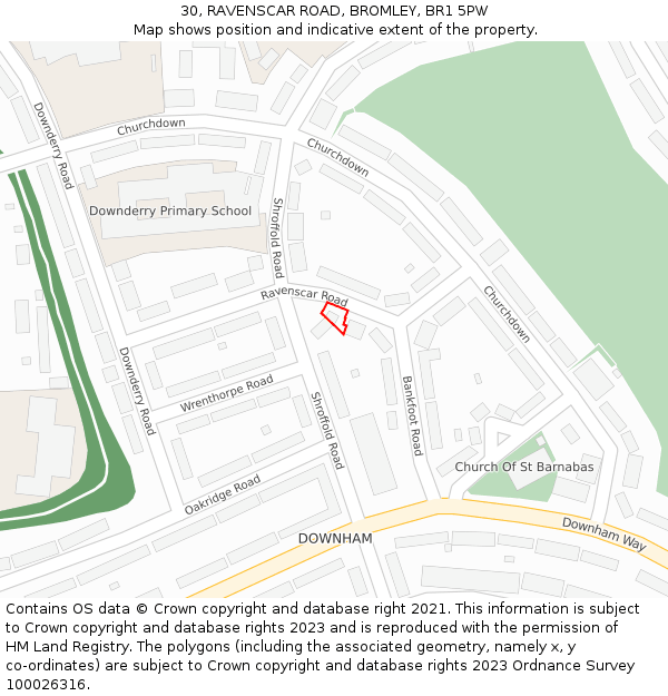 30, RAVENSCAR ROAD, BROMLEY, BR1 5PW: Location map and indicative extent of plot