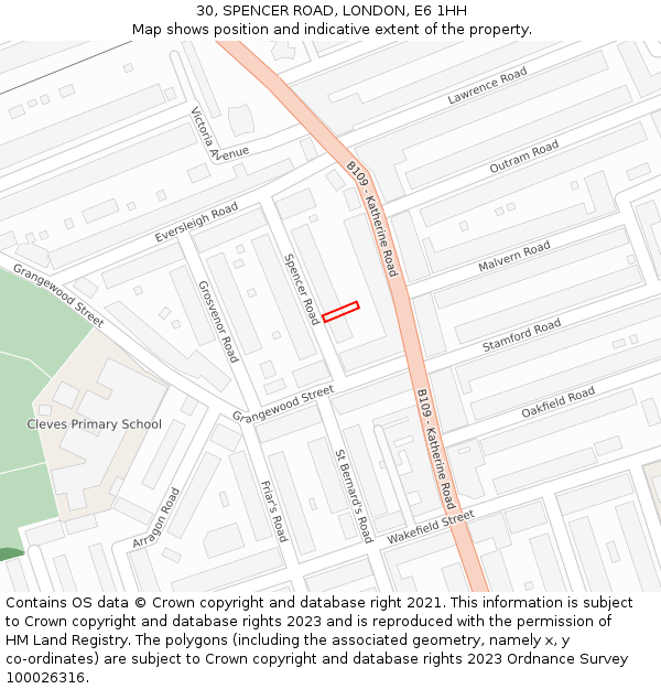 30, SPENCER ROAD, LONDON, E6 1HH: Location map and indicative extent of plot