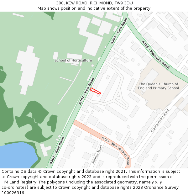 300, KEW ROAD, RICHMOND, TW9 3DU: Location map and indicative extent of plot