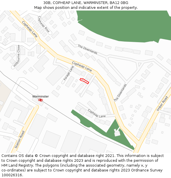 30B, COPHEAP LANE, WARMINSTER, BA12 0BG: Location map and indicative extent of plot