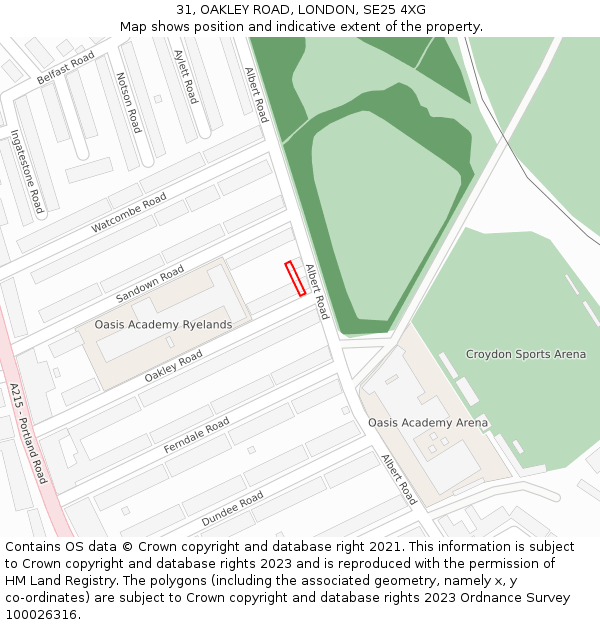 31, OAKLEY ROAD, LONDON, SE25 4XG: Location map and indicative extent of plot