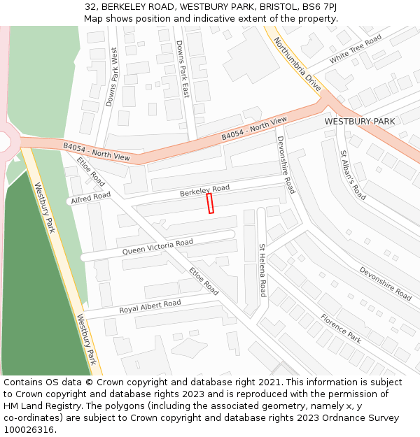 32, BERKELEY ROAD, WESTBURY PARK, BRISTOL, BS6 7PJ: Location map and indicative extent of plot