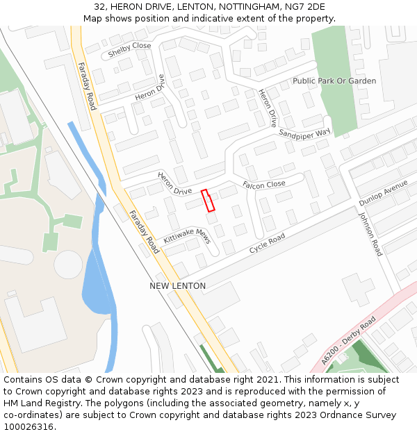 32, HERON DRIVE, LENTON, NOTTINGHAM, NG7 2DE: Location map and indicative extent of plot