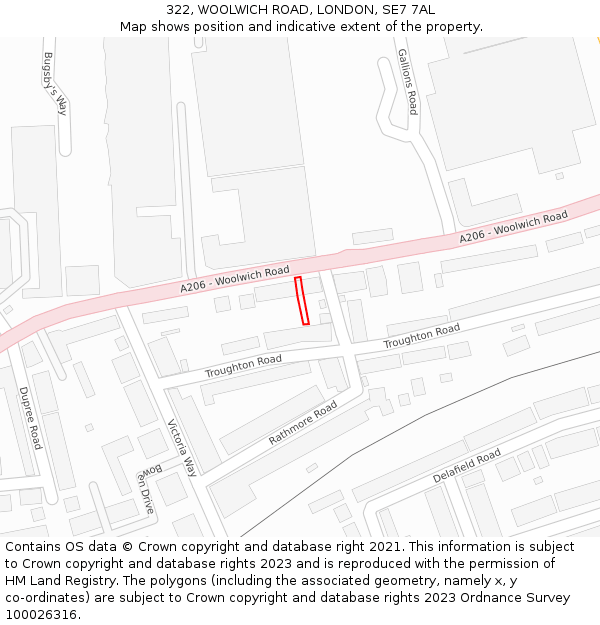 322, WOOLWICH ROAD, LONDON, SE7 7AL: Location map and indicative extent of plot