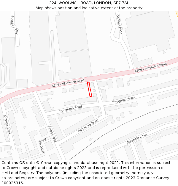 324, WOOLWICH ROAD, LONDON, SE7 7AL: Location map and indicative extent of plot