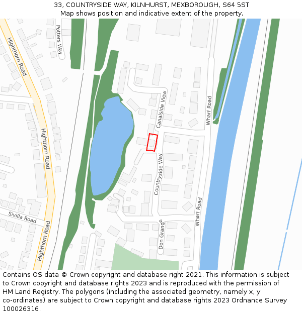 33, COUNTRYSIDE WAY, KILNHURST, MEXBOROUGH, S64 5ST: Location map and indicative extent of plot