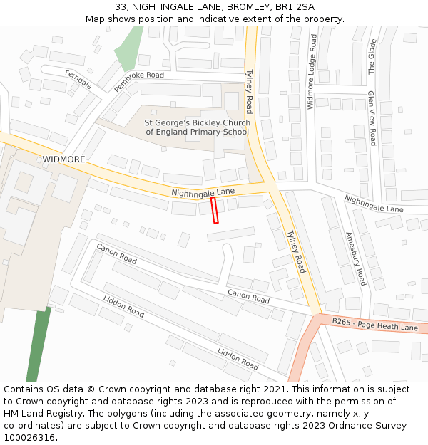 33, NIGHTINGALE LANE, BROMLEY, BR1 2SA: Location map and indicative extent of plot