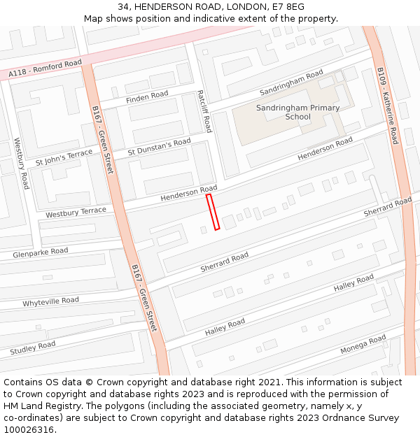 34, HENDERSON ROAD, LONDON, E7 8EG: Location map and indicative extent of plot