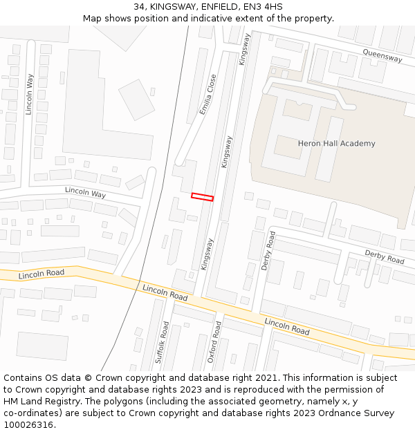 34, KINGSWAY, ENFIELD, EN3 4HS: Location map and indicative extent of plot
