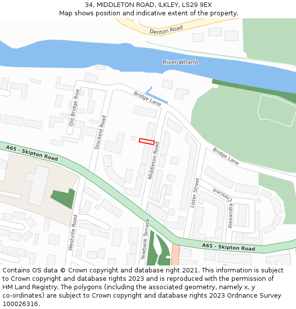 34, MIDDLETON ROAD, ILKLEY, LS29 9EX: Location map and indicative extent of plot
