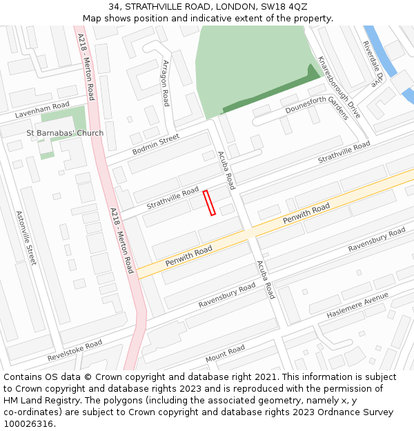 34, STRATHVILLE ROAD, LONDON, SW18 4QZ: Location map and indicative extent of plot