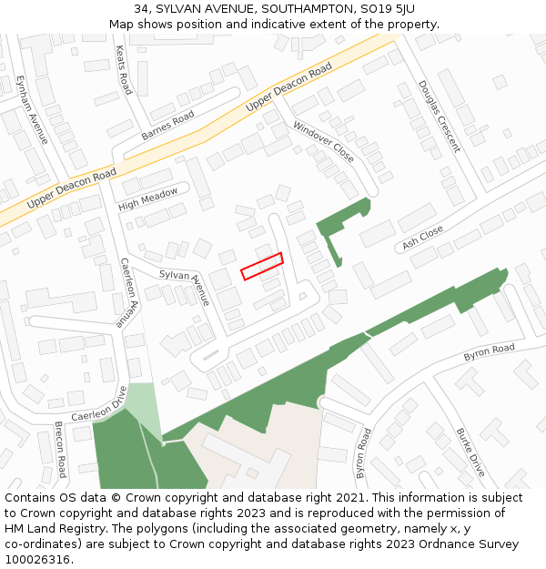 34, SYLVAN AVENUE, SOUTHAMPTON, SO19 5JU: Location map and indicative extent of plot