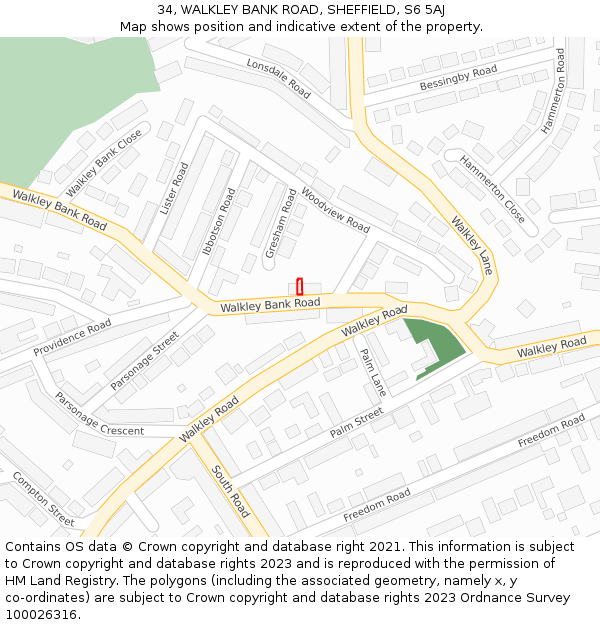 34, WALKLEY BANK ROAD, SHEFFIELD, S6 5AJ: Location map and indicative extent of plot