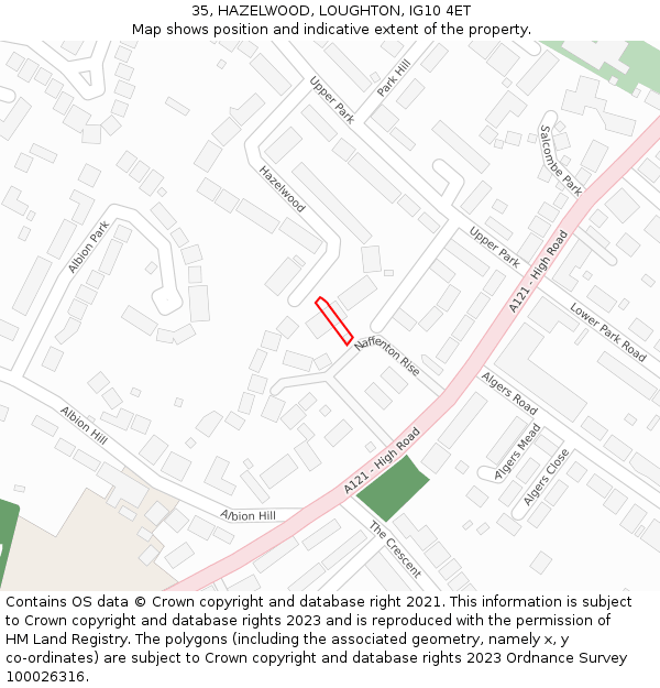 35, HAZELWOOD, LOUGHTON, IG10 4ET: Location map and indicative extent of plot