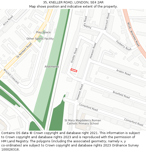 35, KNELLER ROAD, LONDON, SE4 2AR: Location map and indicative extent of plot