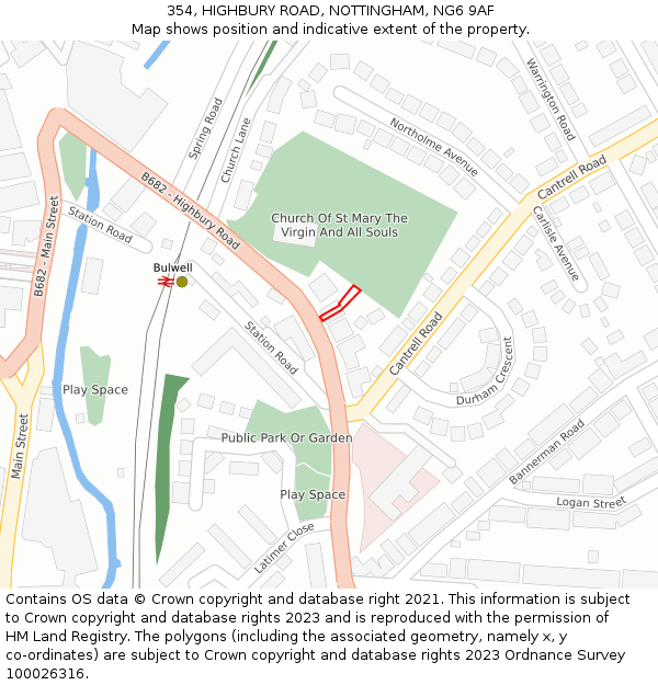 354, HIGHBURY ROAD, NOTTINGHAM, NG6 9AF: Location map and indicative extent of plot