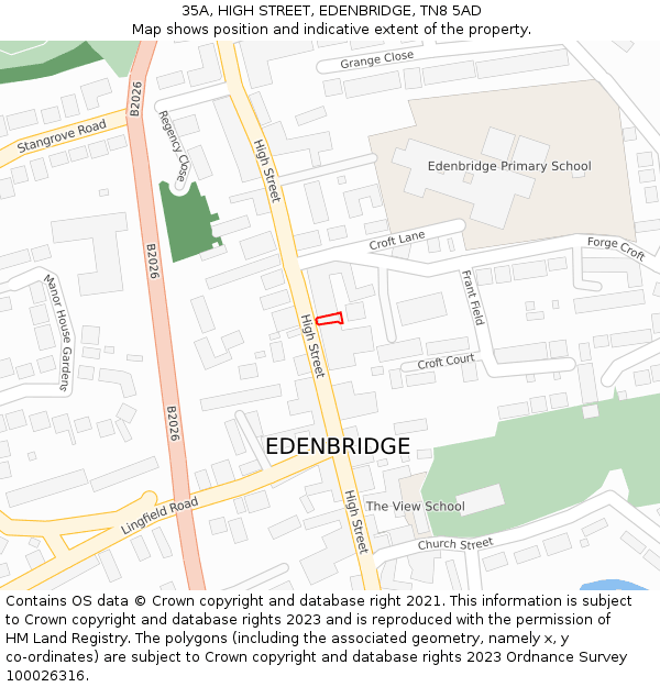 35A, HIGH STREET, EDENBRIDGE, TN8 5AD: Location map and indicative extent of plot