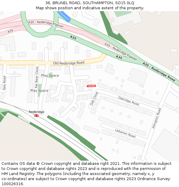 36, BRUNEL ROAD, SOUTHAMPTON, SO15 0LQ: Location map and indicative extent of plot