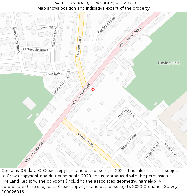 364, LEEDS ROAD, DEWSBURY, WF12 7QD: Location map and indicative extent of plot