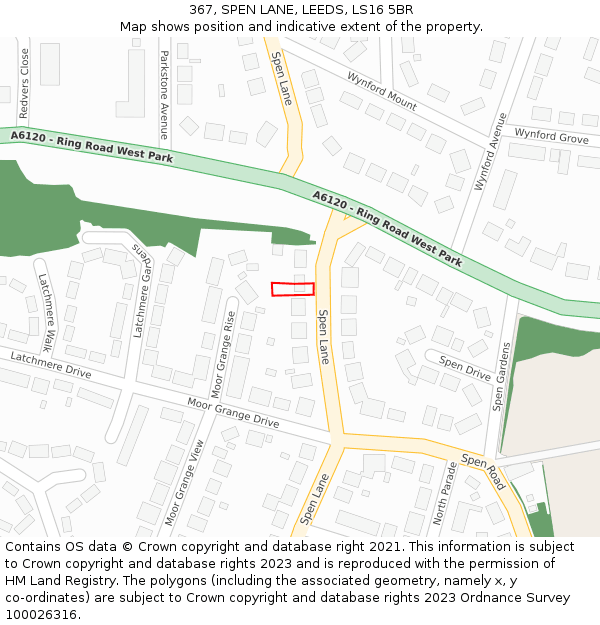 367, SPEN LANE, LEEDS, LS16 5BR: Location map and indicative extent of plot