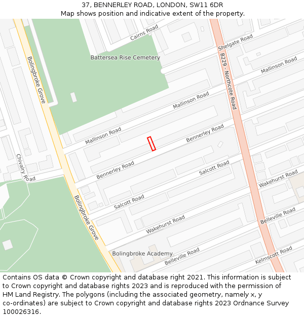 37, BENNERLEY ROAD, LONDON, SW11 6DR: Location map and indicative extent of plot