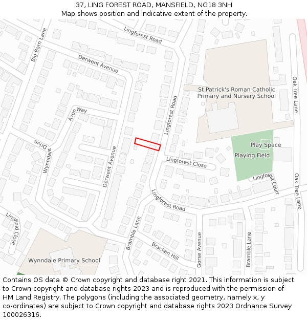 37, LING FOREST ROAD, MANSFIELD, NG18 3NH: Location map and indicative extent of plot