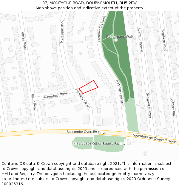 37, MONTAGUE ROAD, BOURNEMOUTH, BH5 2EW: Location map and indicative extent of plot