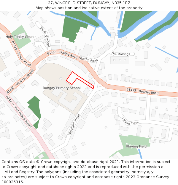 37, WINGFIELD STREET, BUNGAY, NR35 1EZ: Location map and indicative extent of plot
