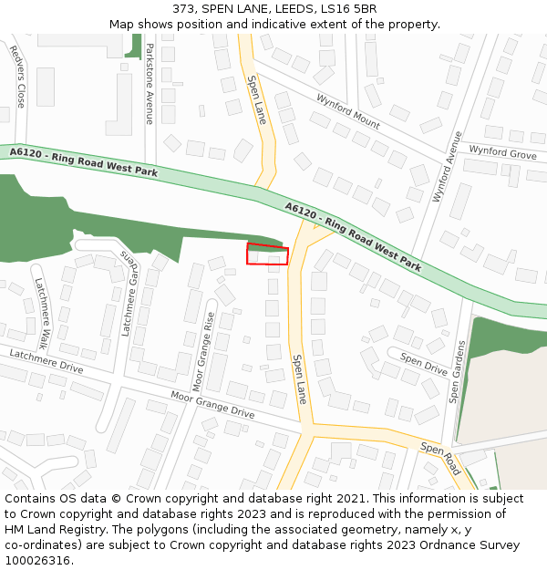 373, SPEN LANE, LEEDS, LS16 5BR: Location map and indicative extent of plot