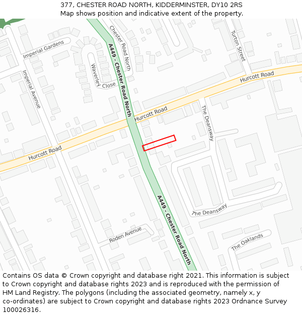 377, CHESTER ROAD NORTH, KIDDERMINSTER, DY10 2RS: Location map and indicative extent of plot