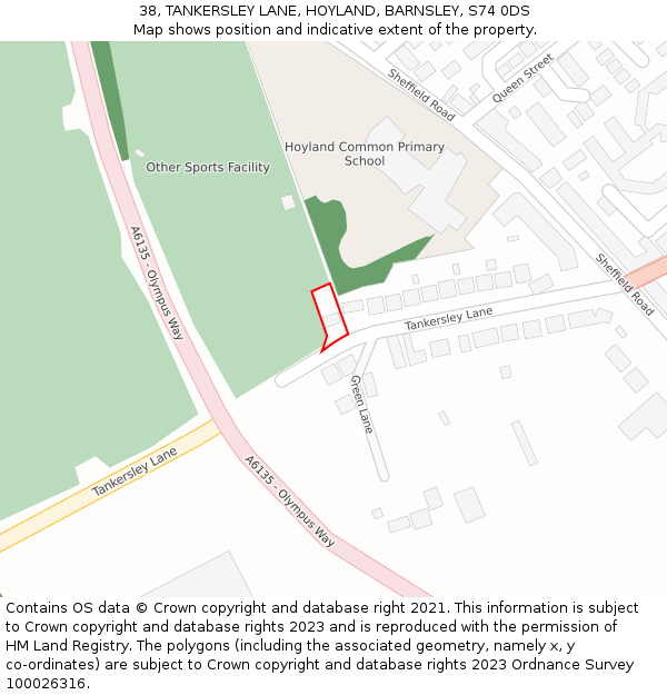 38, TANKERSLEY LANE, HOYLAND, BARNSLEY, S74 0DS: Location map and indicative extent of plot