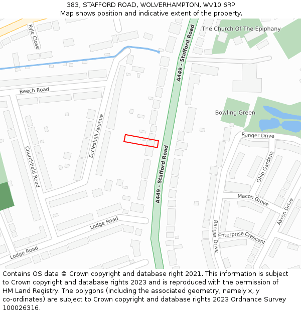 383, STAFFORD ROAD, WOLVERHAMPTON, WV10 6RP: Location map and indicative extent of plot