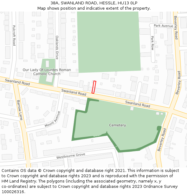38A, SWANLAND ROAD, HESSLE, HU13 0LP: Location map and indicative extent of plot