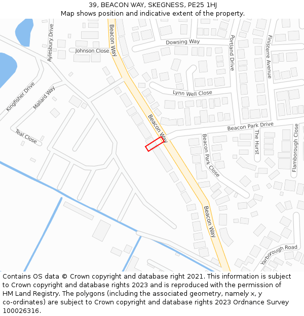 39, BEACON WAY, SKEGNESS, PE25 1HJ: Location map and indicative extent of plot