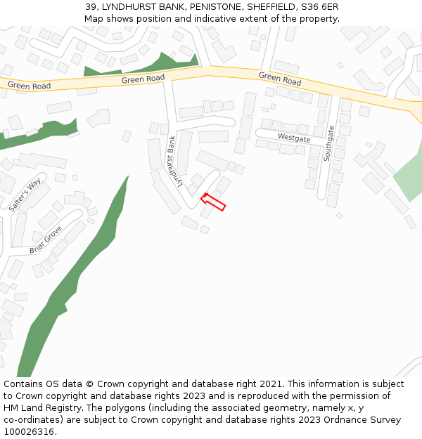 39, LYNDHURST BANK, PENISTONE, SHEFFIELD, S36 6ER: Location map and indicative extent of plot