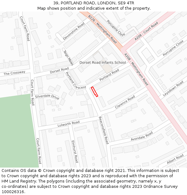 39, PORTLAND ROAD, LONDON, SE9 4TR: Location map and indicative extent of plot
