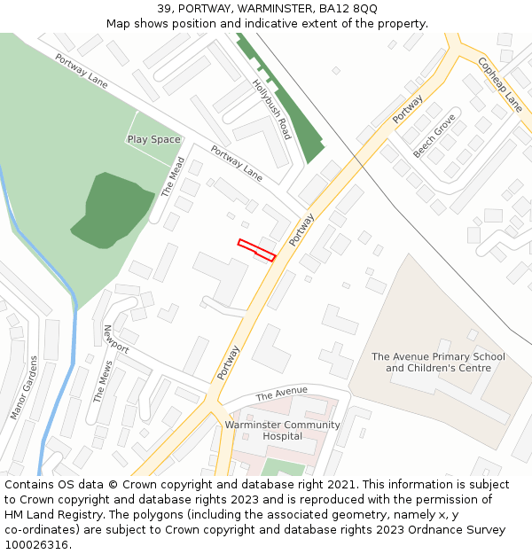 39, PORTWAY, WARMINSTER, BA12 8QQ: Location map and indicative extent of plot
