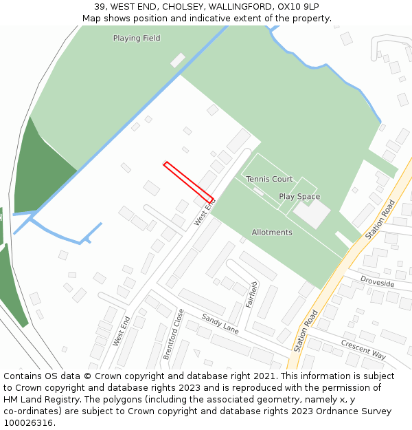 39, WEST END, CHOLSEY, WALLINGFORD, OX10 9LP: Location map and indicative extent of plot