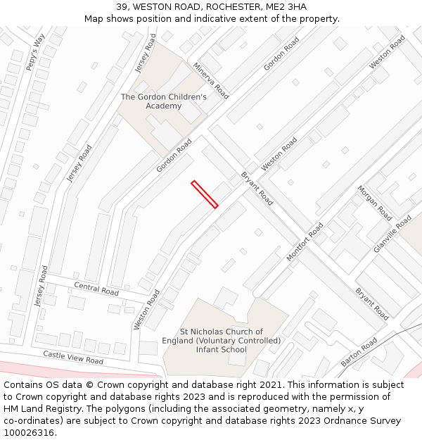 39, WESTON ROAD, ROCHESTER, ME2 3HA: Location map and indicative extent of plot