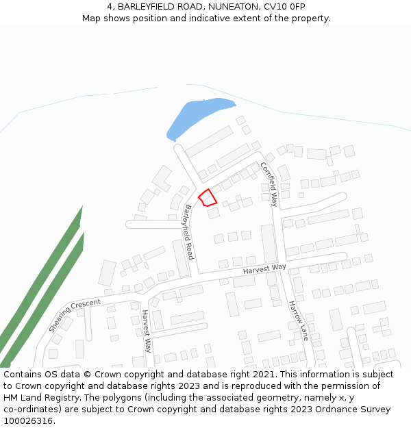 4, BARLEYFIELD ROAD, NUNEATON, CV10 0FP: Location map and indicative extent of plot