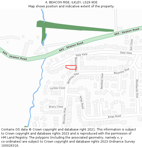 4, BEACON RISE, ILKLEY, LS29 9DE: Location map and indicative extent of plot