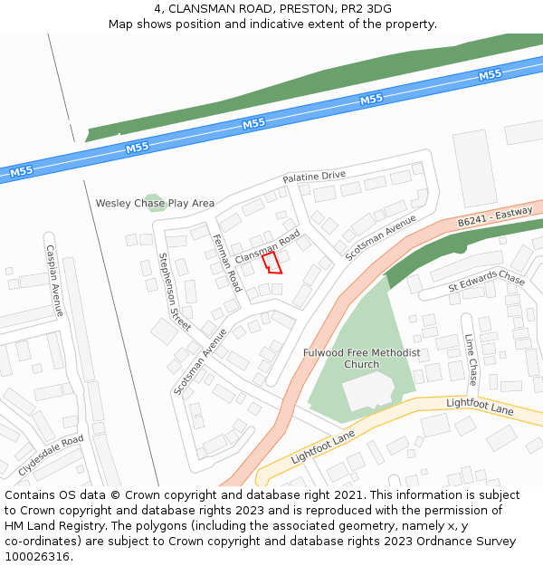 4, CLANSMAN ROAD, PRESTON, PR2 3DG: Location map and indicative extent of plot