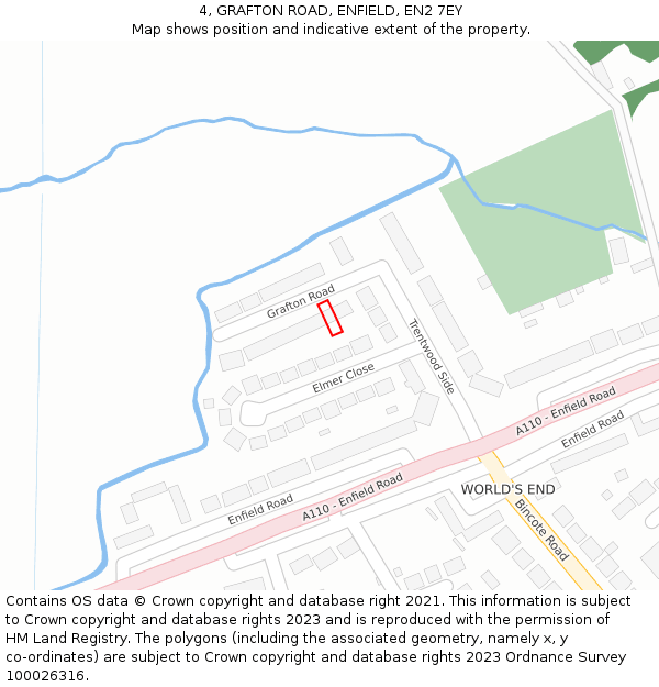 4, GRAFTON ROAD, ENFIELD, EN2 7EY: Location map and indicative extent of plot